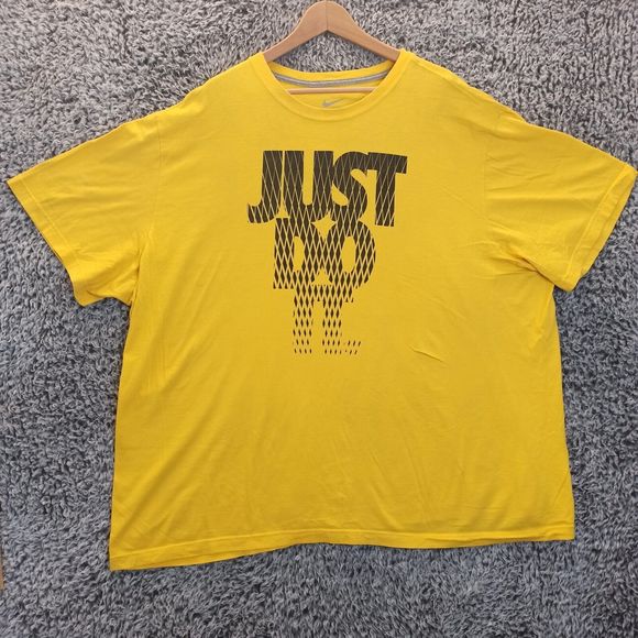 Nike Other - Nike Shirt Men 4XLarge Yellow Boat Neck Short Sleeve JUST DO IT Logo Regular Fit